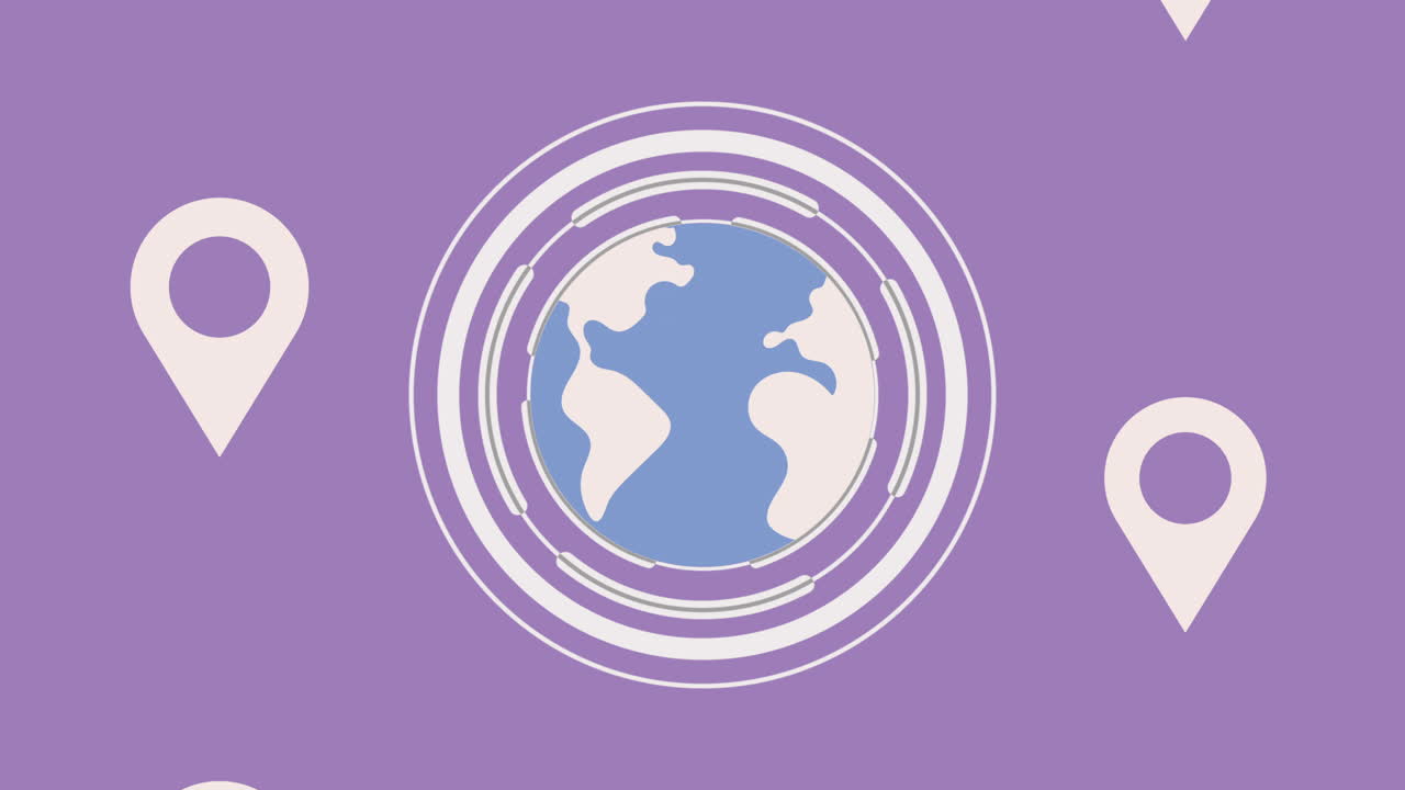 위치 마커가 있는 글로벌 지도