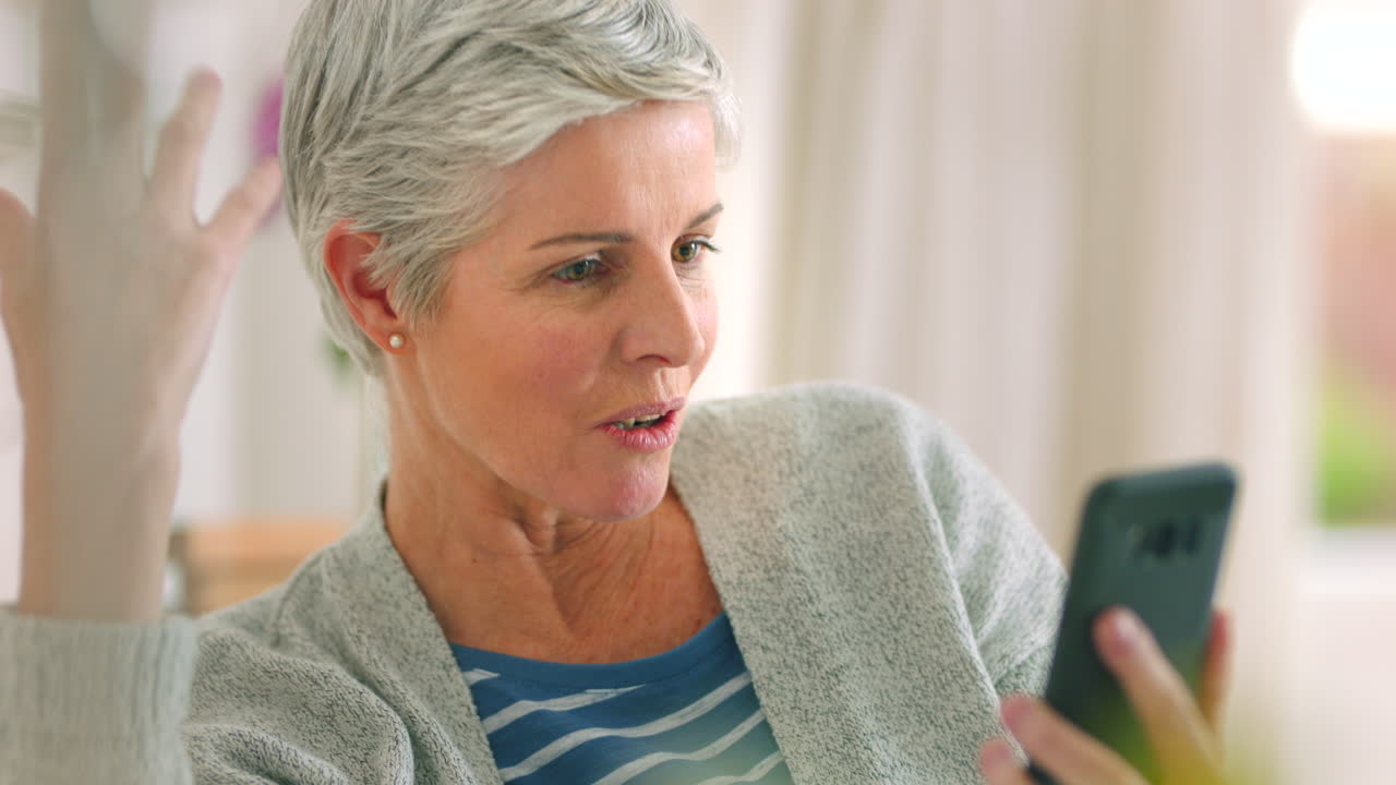 고령 여성, 전화 및 비디오 통화