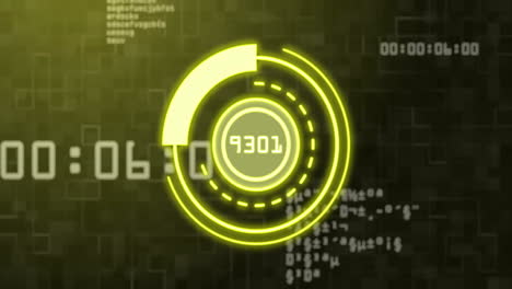 animation of scope scanning and digital data processing over green background