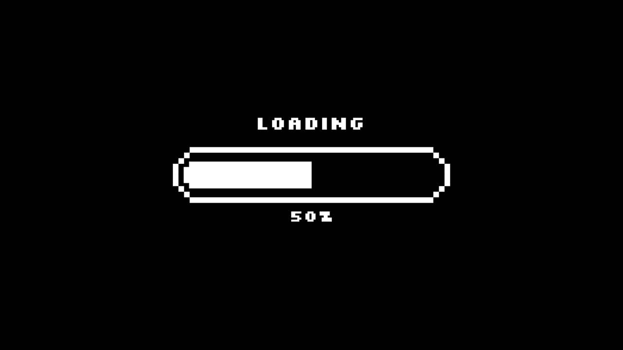 Pixel Art Loading Bar Progressing from 0 to 100 Percent