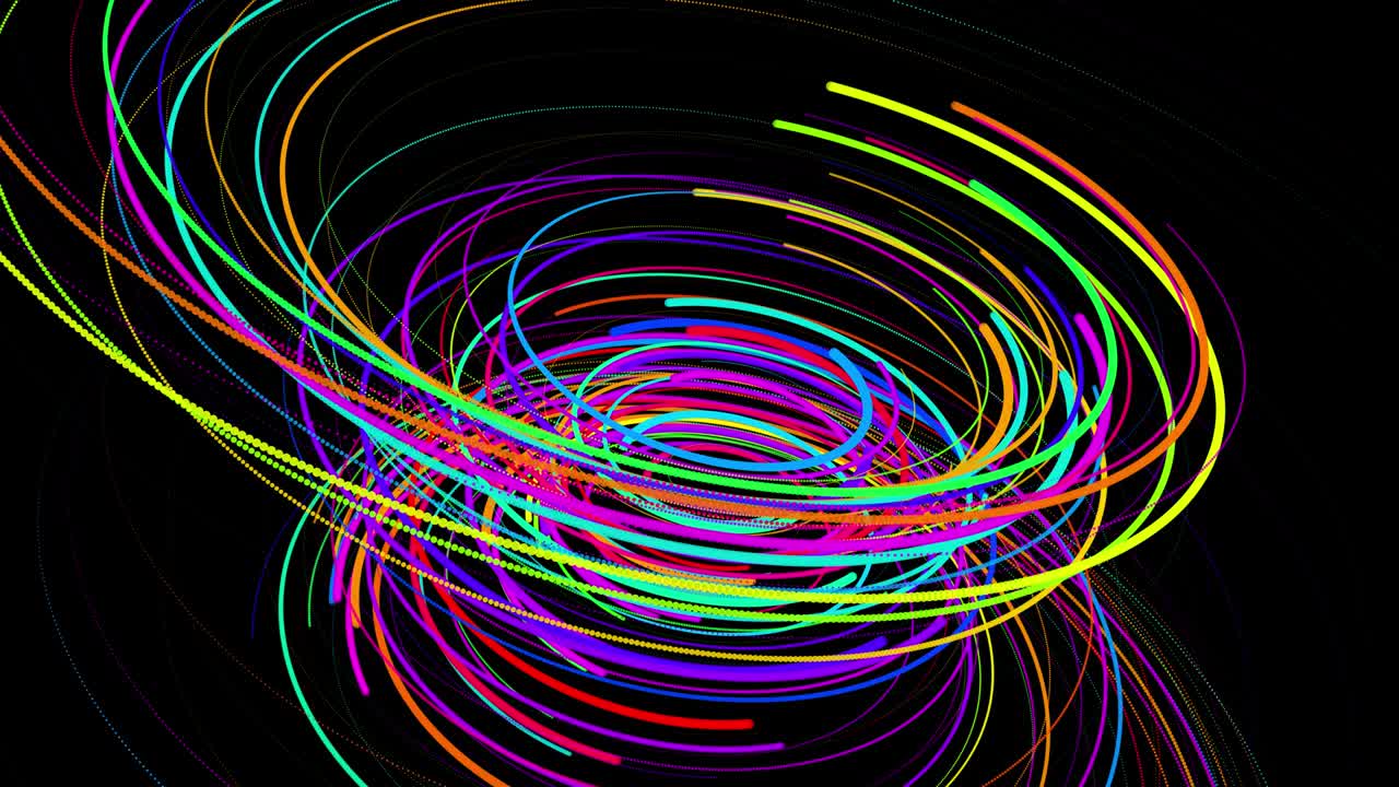 stylish creative abstract background in 4k. colored lines swirling in spiral fly along swirling path. Motion design bg of particles shaping lines, helix and abstract structures. 3d render