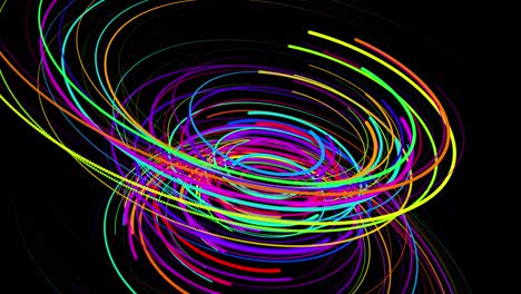 estilo creativo fondo abstracto en 4k. líneas de color girando en espiral volar a lo largo de la ruta giratoria. diseño de movimiento bg de partículas que dan forma a líneas, hélice y estructuras abstractas. render 3d