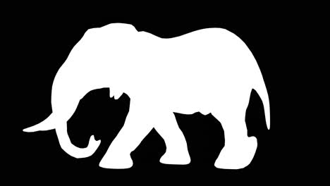 an elephant walking on black background with alpha channel included at the end of the video, 3d animation, side view, animated animals, seamless loop animation