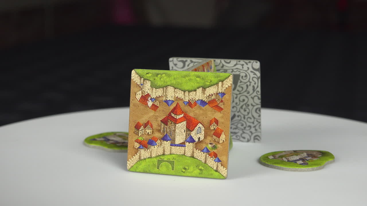 Carcassonne Extenssion 8 bridges castle and bazaars expansion 8 Board Game tiles in detail