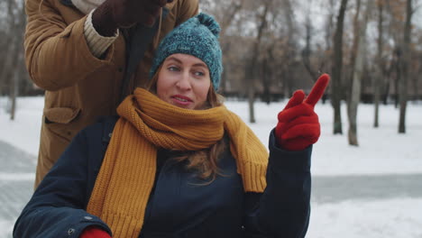 couple in a park during winter