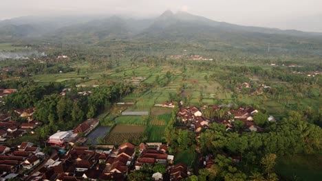 aerial view of village at the base of mount argopuro