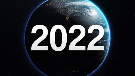 2022 year on planet earth. concept symbol of the world at 2022. 3d loop video