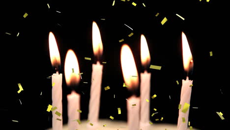 velas de cumpleaños con confeti cayendo