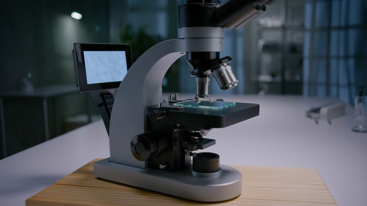 A modern digital microscope in a lab setting