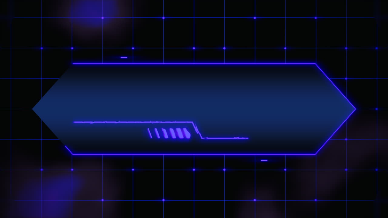 Digital computer screen with blue grid and HUD elements