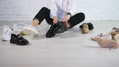 woman choosing shoes