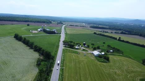 landscape drone shot in estrie quebec canada