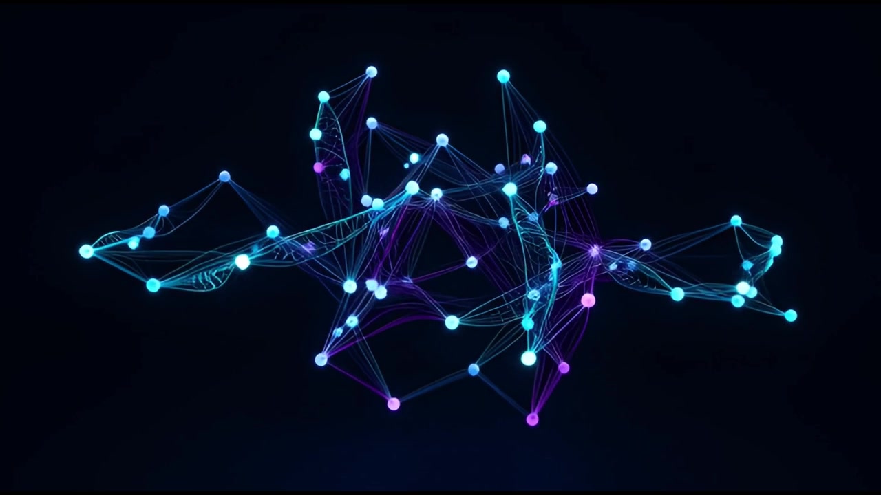 Abstract Digital Network with Glowing Nodes and Connecting Lines