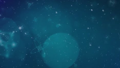 animation of molecules floating over navy background