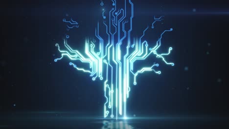 glowing circuit tree