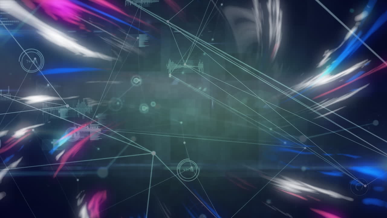 animación de la red de conexiones a través de luces brillantes