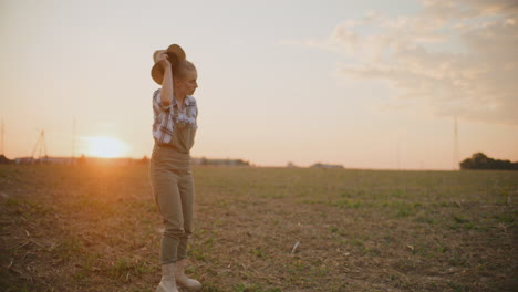 female farmer at sunset