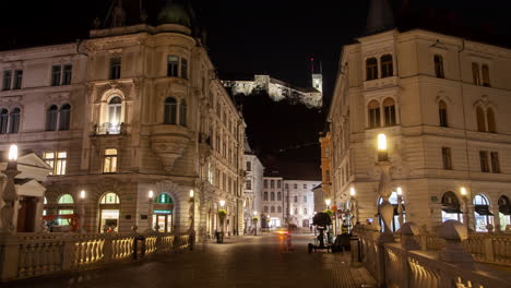 ljubljana bridge &amp;amp; castle night scene