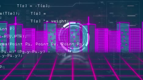 Animación-Del-Procesamiento-De-Datos-Y-Escaneo-De-Alcance-Sobre-El-Paisaje-Urbano-Y-La-Cuadrícula.