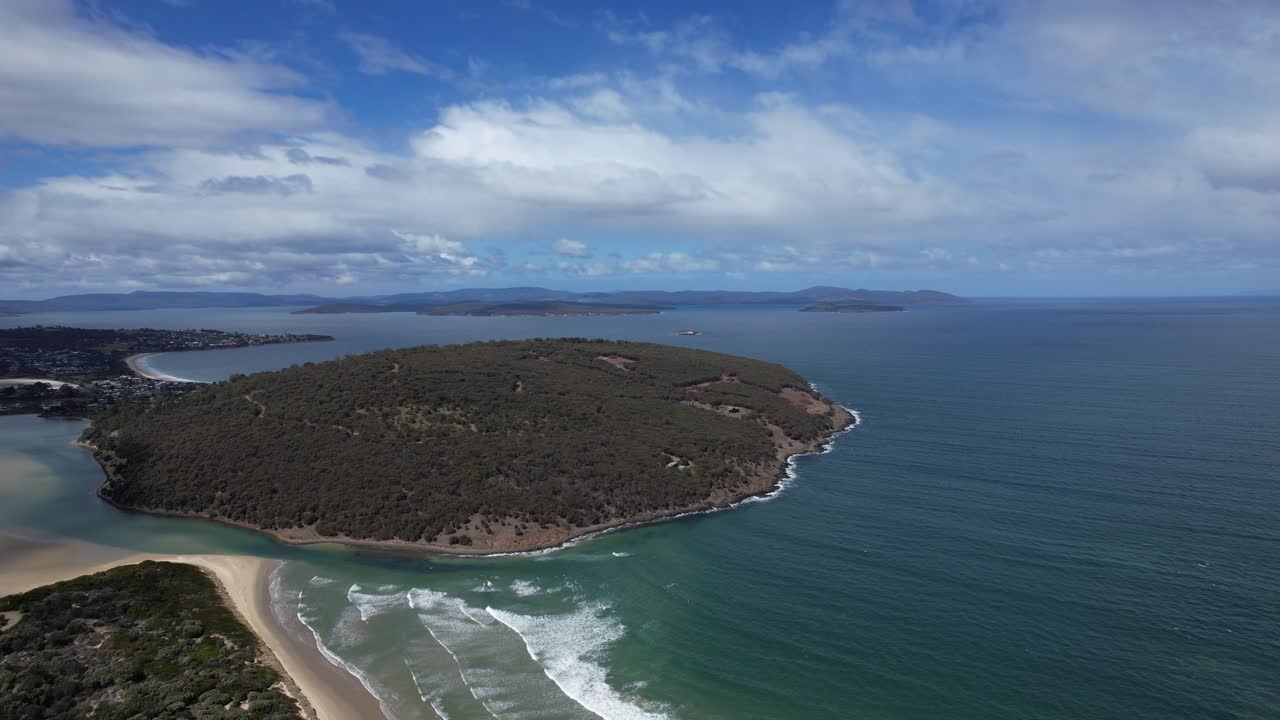 Tranquil Bay, Carlton Beach And River In Tasmania, Australia - Drone Shot