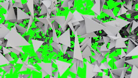 fondo en movimiento abstracto de triángulos en fondo verde