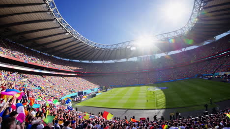 a packed stadium filled with excited fans