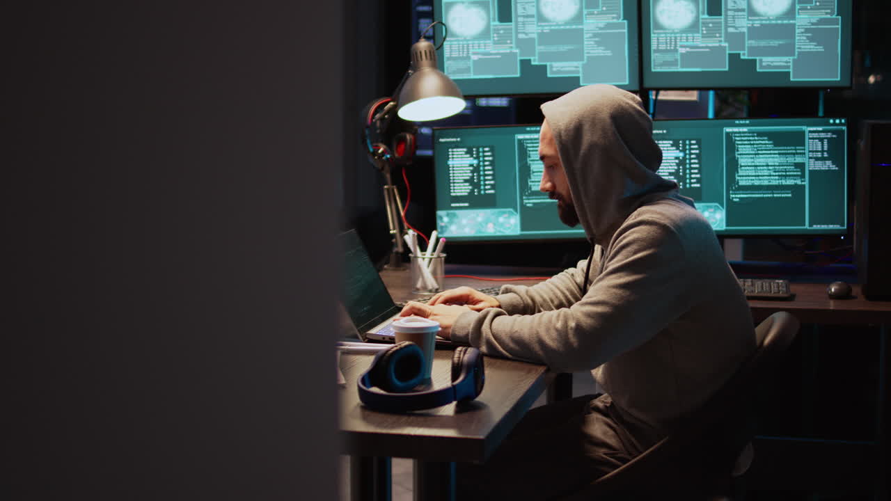 hacker trabajando en la computadora