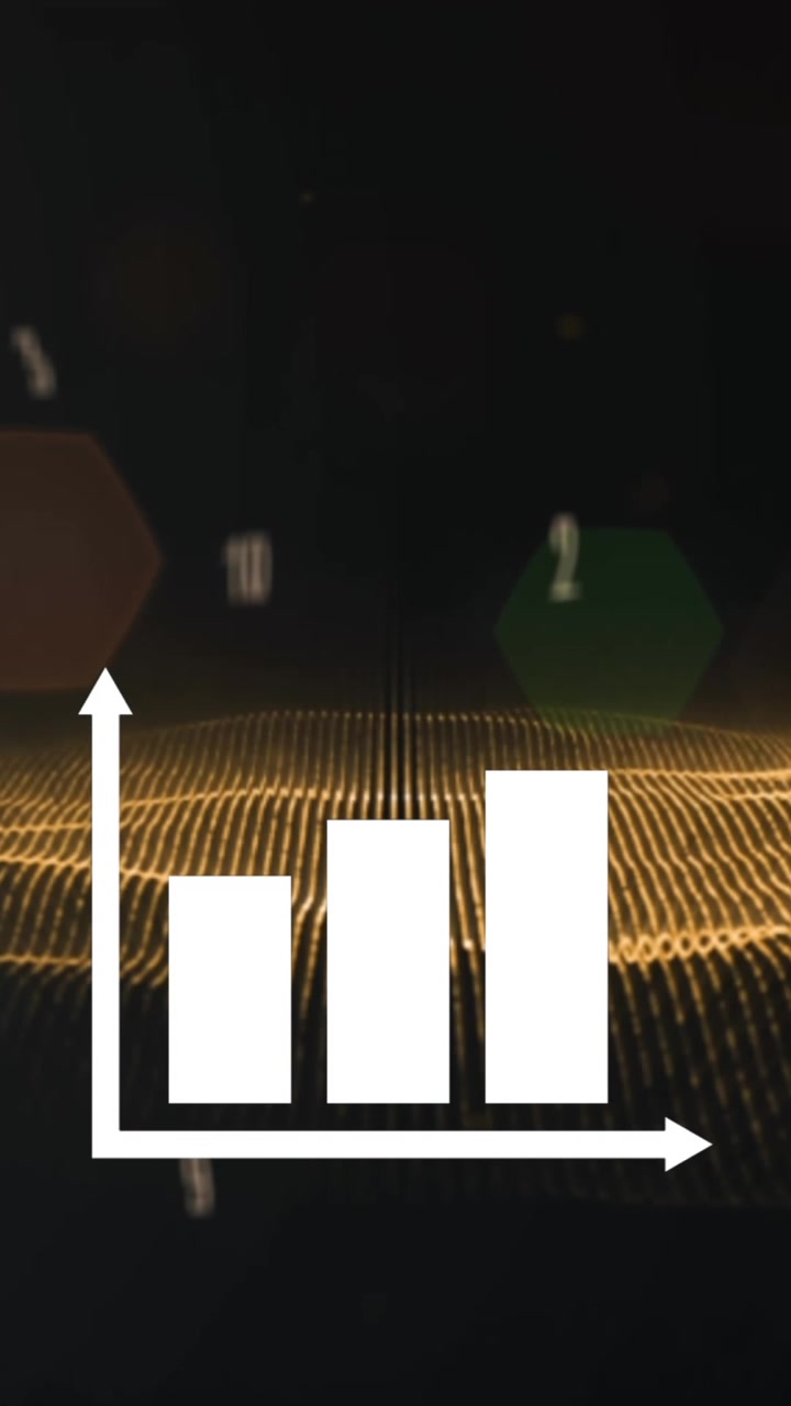 Animation of numbers and statistics processing over gold mesh