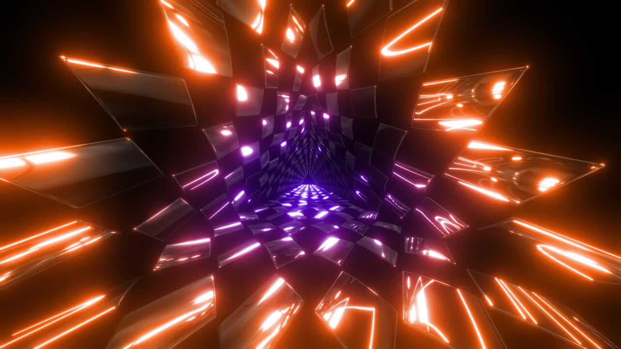 tunnel a triangolo al neon