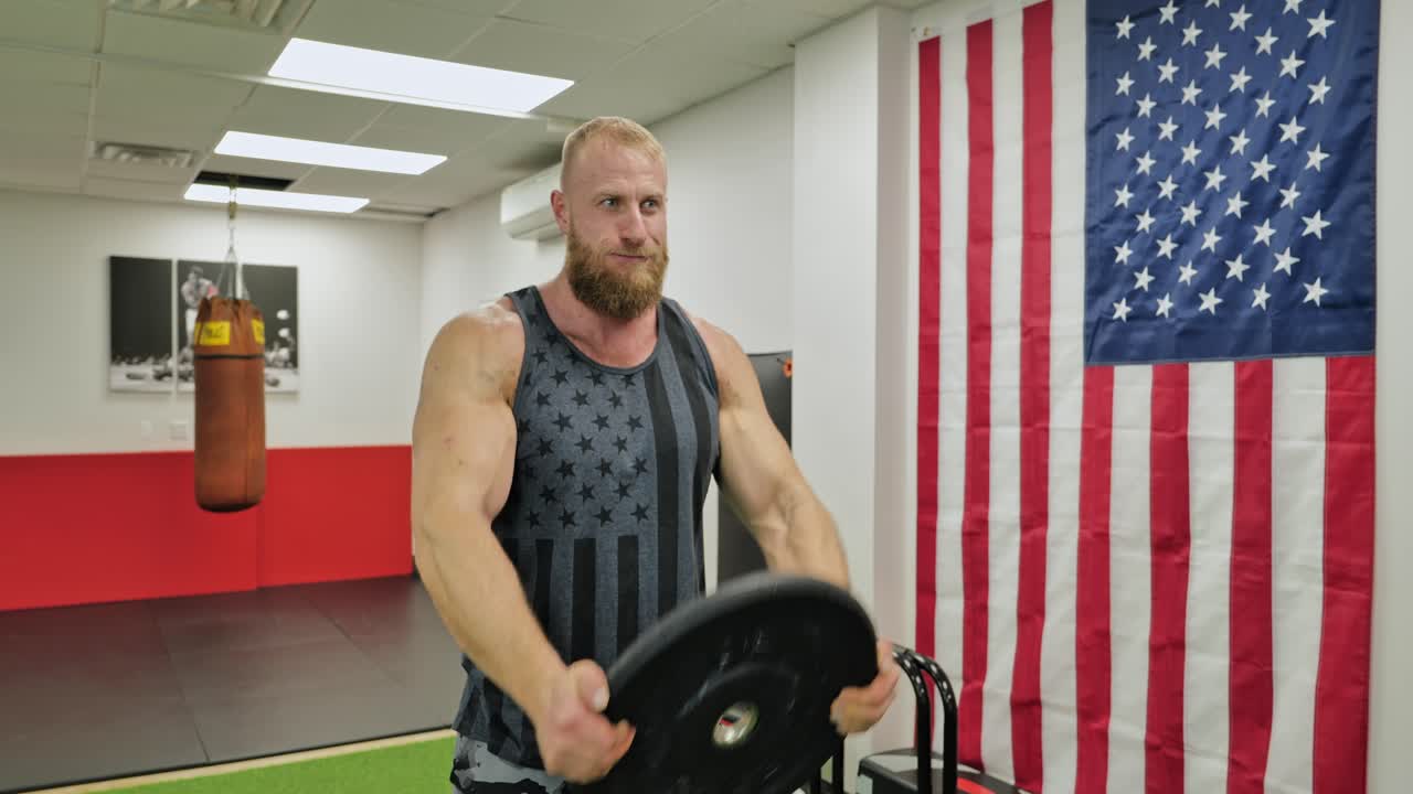 Functional Training With Dumbbells. Fit Man Fitness Training