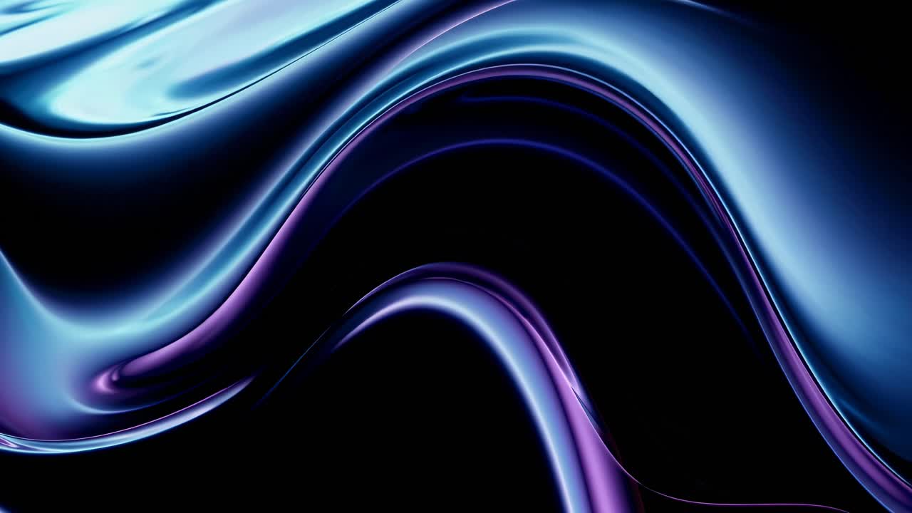 Abstract video concept with a fluid, metallic texture in blue and purple hues