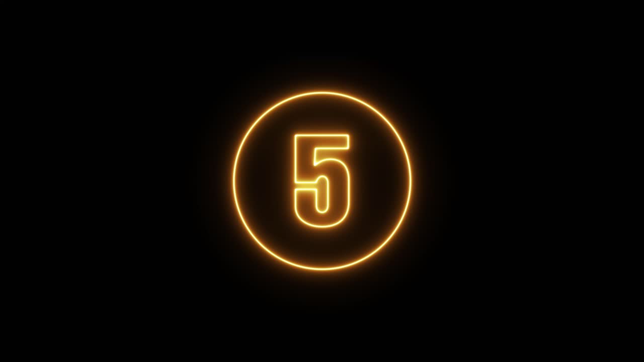 Neon Countdown Numbers