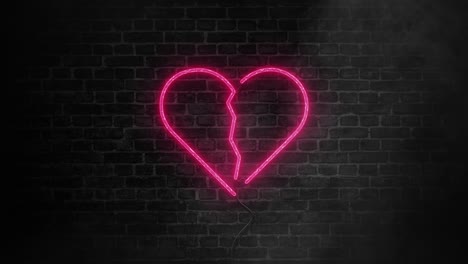 broken heart neon light icon heartbreak glowing sign