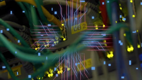 animación del procesamiento de datos digitales a través de servidores informáticos