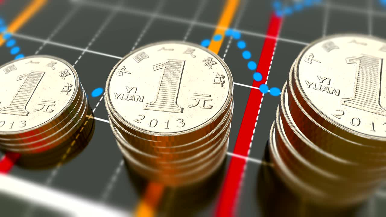 반이는 중국 동전 1 위안 애니메이션 배경