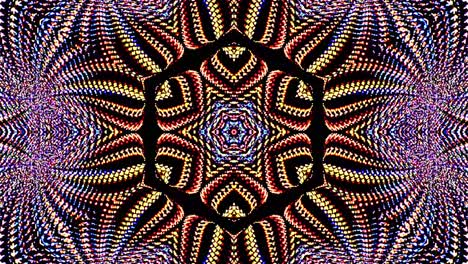 patrón de kaleidoscopio abstracto con colores rojos y azules. mandala mágica. 4k