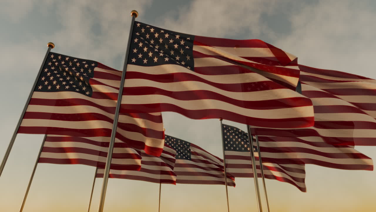 Memorial Day with many American flags in the sky