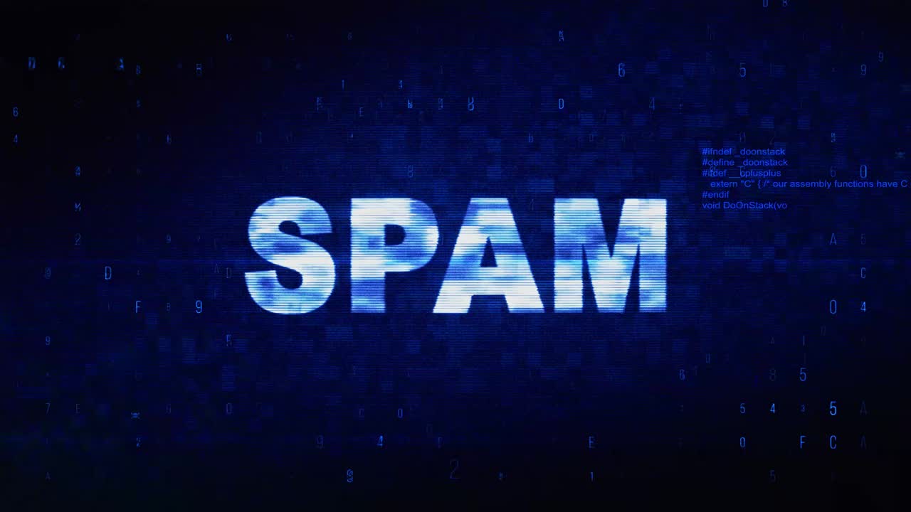 Spam text digital noise twitch and glitch effect tv screen loop animation background login and