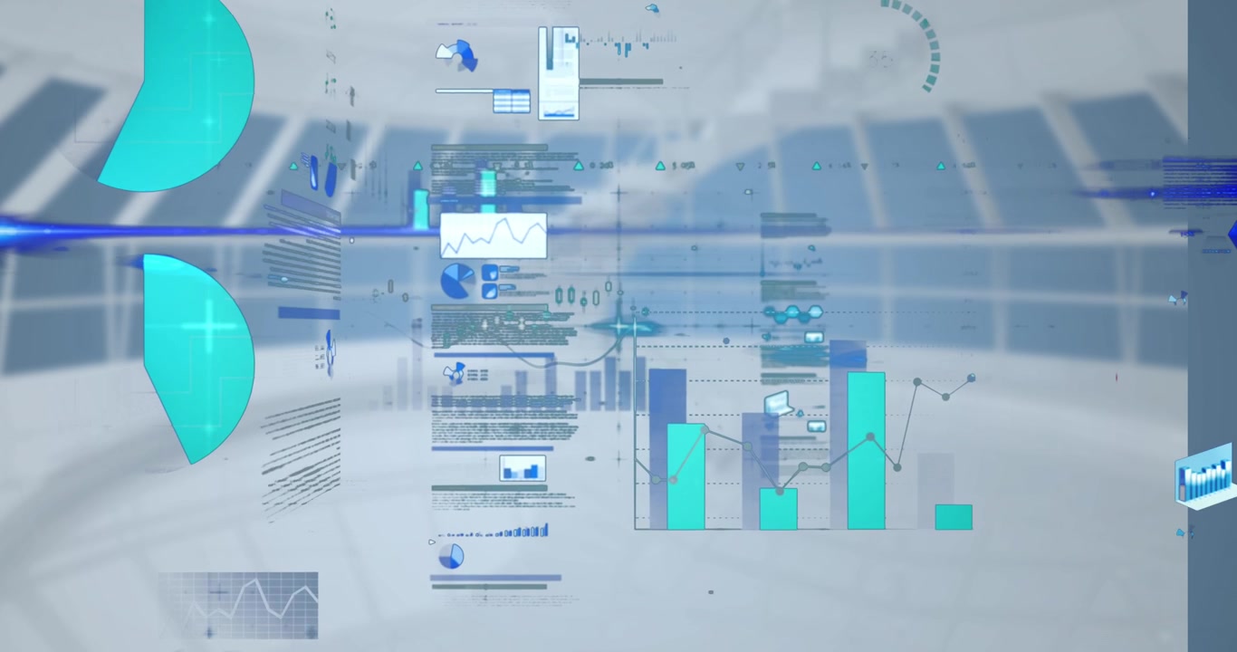 Animation of data processing over cityscape