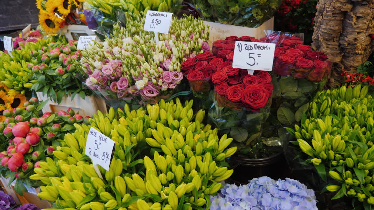 암스테르담의 꽃 시장 부케