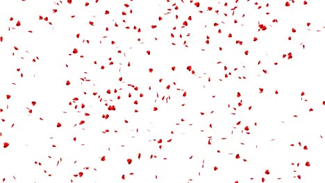 los corazones rojos caen.
