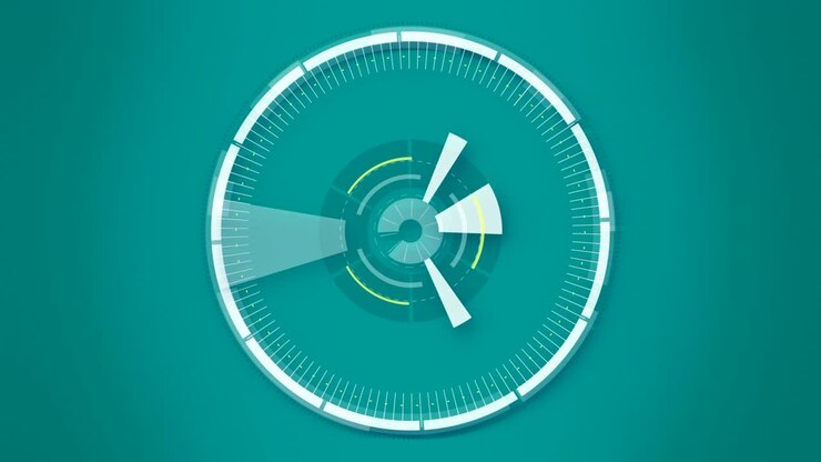 Blue abstract round animation, hi-tech background with circles. Futuristic Sci-Fi HUD effect.