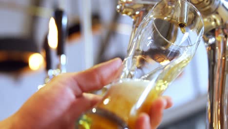 brewer filling beer in beer glass from beer pump 4k