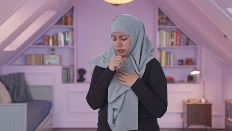 sick muslim woman suffering from fever