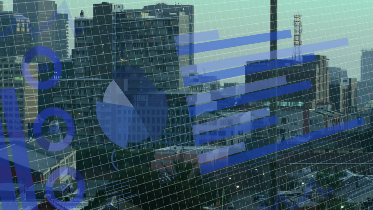 animazione dell'elaborazione dei dati sul paesaggio urbano