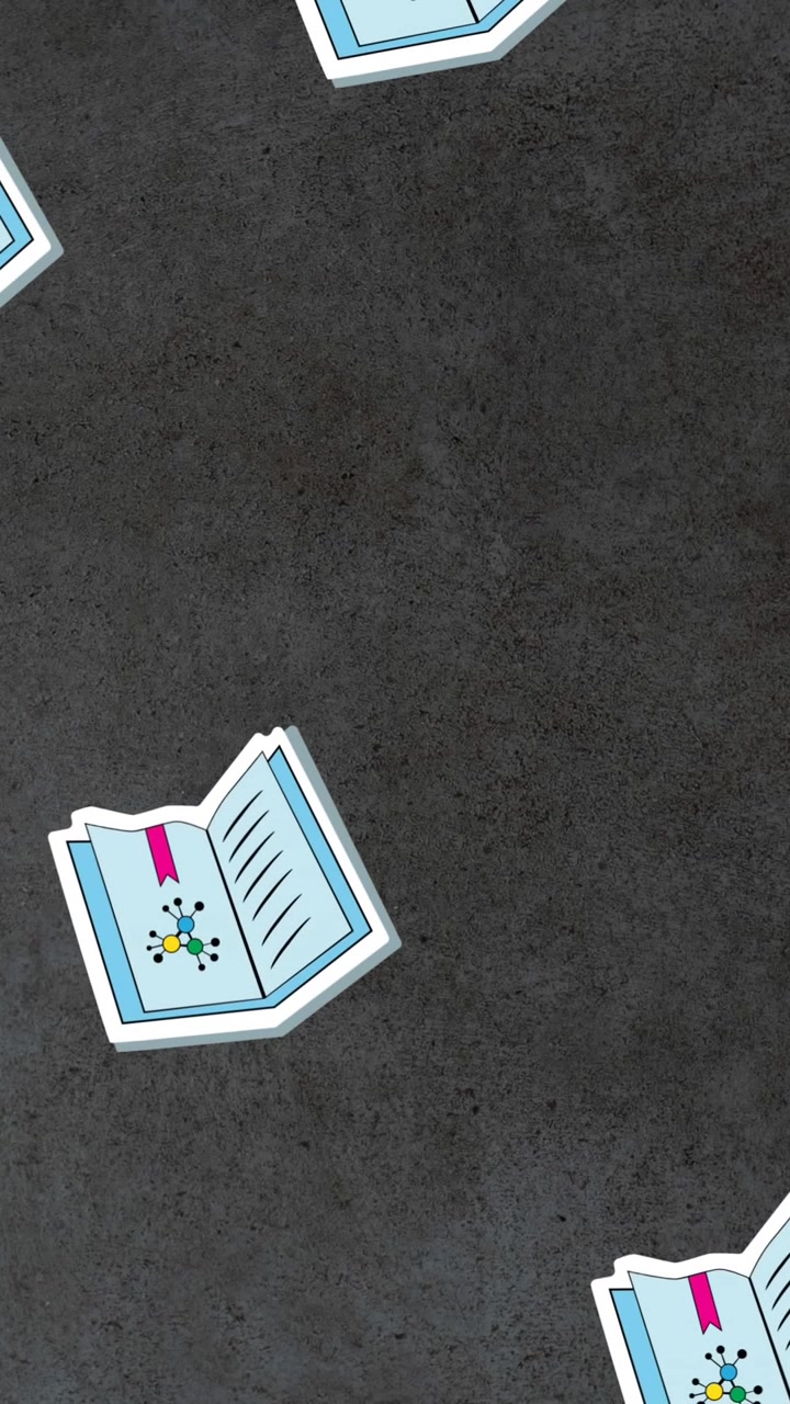Animation of school items icons moving on gray background