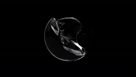 black water with waves splashing inside the ball with alpha channel