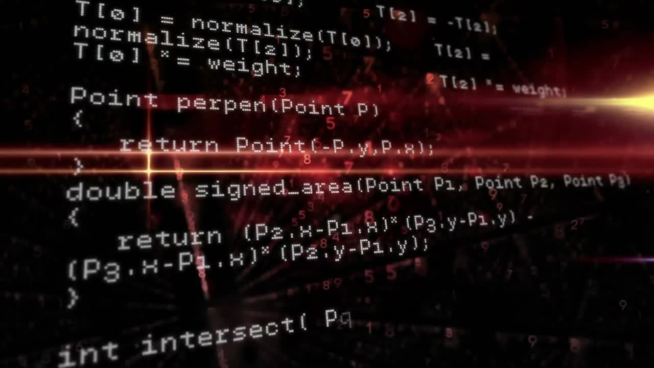 Animation of data processing over glowing lights
