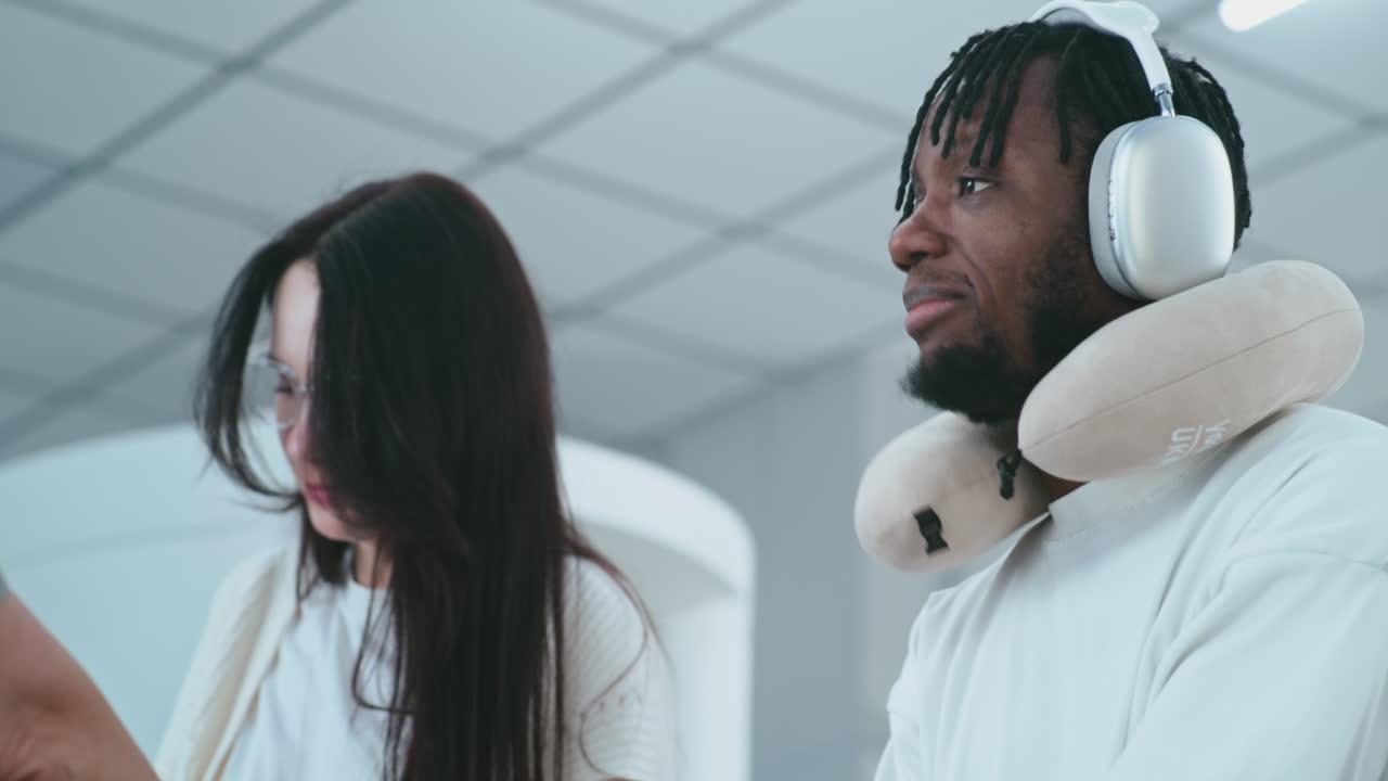 Airport scene with passengers