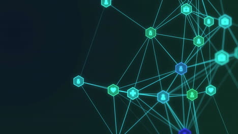 animation of globe of network of connections with icons